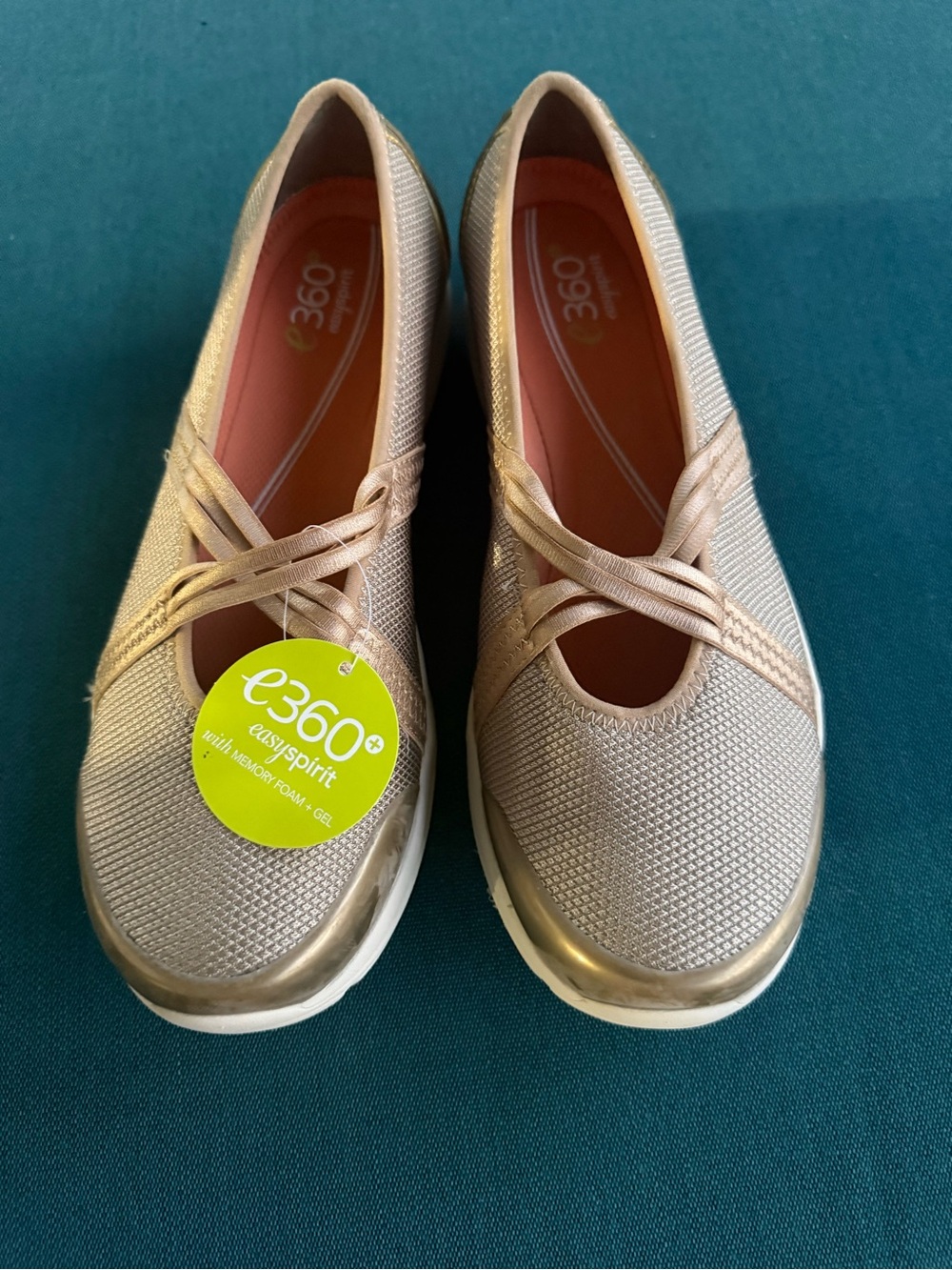 Easy Spirit e360 Metallic Champagne Slip-On Ballet Flats bring you size 9.5